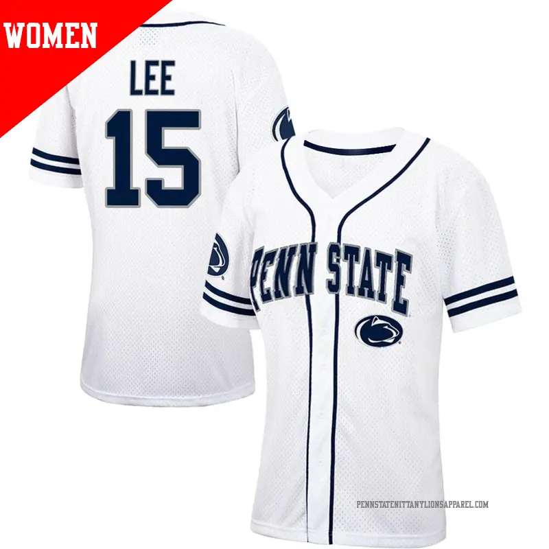 Women s 15 David Lee Penn State Nittany Lions Replica White Navy Colosseum Free Spirited Baseball Jersey